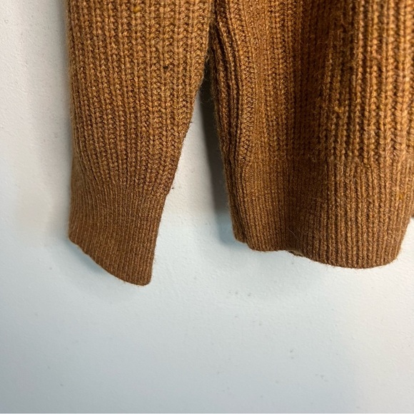 Gap Womens Wool Alpaca Blend Cable Knit Sweater Brown Sz L Mock Neck Oversized - Picture 4 of 11